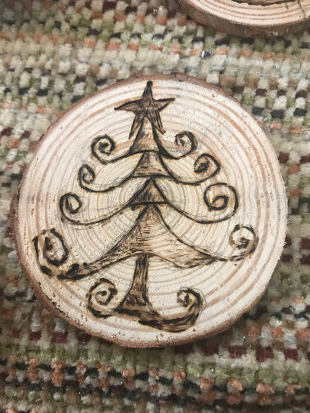 Wood burned ornaments